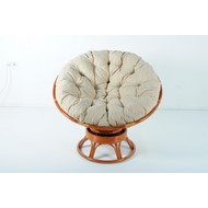 Кресло-качалка Papasan (в комплекте белая подушка) 23-01B натуральный ротанг, коньяк